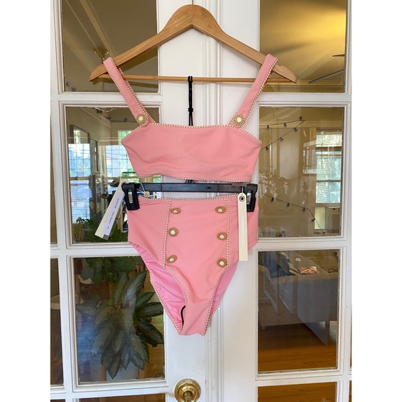 NWT Barbie Style Jonathan Simkhai Piped Luxe Strap Bikini - Picture 5 of 12